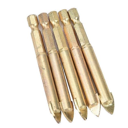 5 stk. 10 mm hårdmetal sekskant skaft trekant spydhoved bor til keramiske fliser glas træ IGG