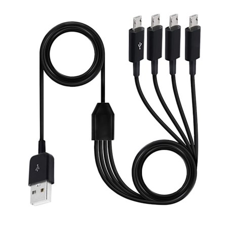 4 i 1 Micro USB-opladningskabel Multiopladerkabel til flere enheder Oplad 4 tablets eller telefoner samtidigt