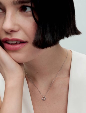 Pandora Sterling Silver Collier With White Treated Freshwater Cultured Pearl And Clear Cubic Zirconia - Silver - 45 CM