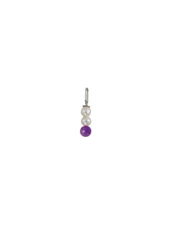 Design Letters Pearl Stick Charm 4Mm Silver - Purple - ONE SIZE