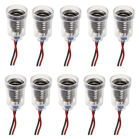 10 stk E10-lamper Base Led Skruefeste Små Pærer Holder Lyskontakt Med Ledning Kontakt For Krets Ex [DB]