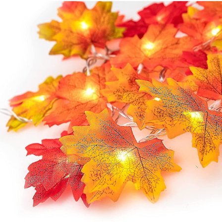 Vaahteranlehden muotoiset valot, 20 LED-syksyn vaahteranlehden valoköynnös, 3m