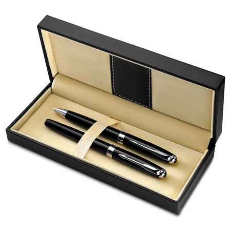 Elegant Black & Silver-Tone Ballpoint Pen Set for Men - Gifts for dads