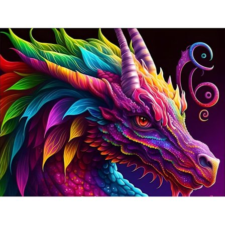 Diamantmålningskit för Vuxna (Regnbågsdrake) 30x40cm, 5D Diamant