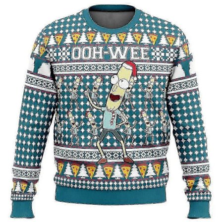 Pickle Rick Ful Jultröja Herr 3D Jultomte Tröja Sweatshirt 4 L