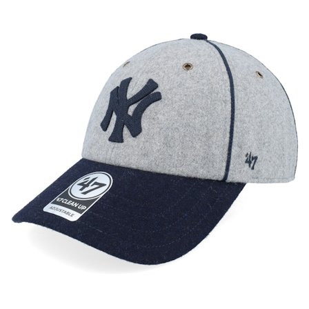 47 Brand - Gris unconstructed Gorra - New York Yankees MLB 47 Clean Up Cap Grey/Navy Dad Cap @ Hatstore