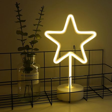 Star Lights LED Neon Skyltar Ljus med Bas LED Nattljus Neon Ljus USB Batteridrift Nattljus Dekoration för Jul, Födelsedag, Livi