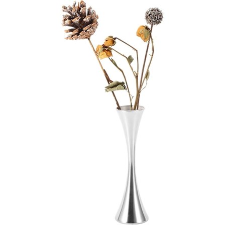 Mini Blomster Vase i Rustfrit Stål, 17 cm Høj Lille Sølv, ZQKLA
