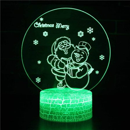 3D Illusion Lampe Julemand Stemningslys 7 Farveskiftende Akryl LED Natlys USB Kabler Soveværelse Skrivebord Dekoration