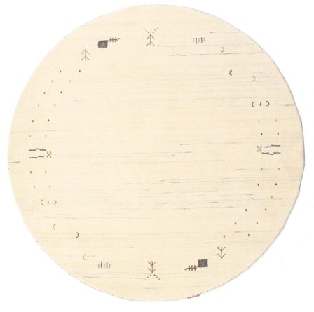 Wol Vloerkleed Gabbeh Loom Frame Gebroken Wit Rond Klein Oeko-Tex