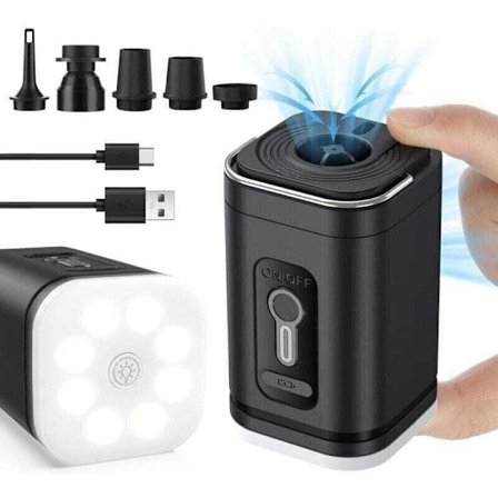 Elektrisk luftpumpe med vakuumfunktion til luftmadras, mini elektrisk oppuster bærbar