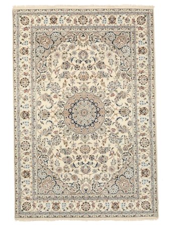 Handgeknüpft Nain Indisch Teppich 201X297 Orange/Beige