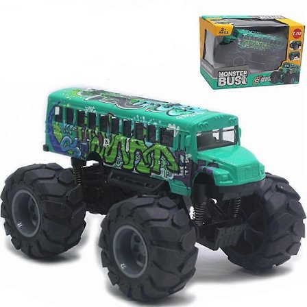 Kouluauton monster truck -valumuotti 1:43 keltainen leluautomalli metalli vetäytyvä leluajoneuvo lapsille