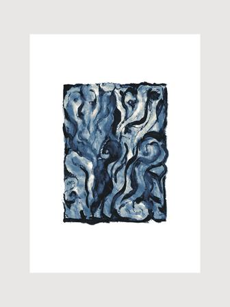 Poster med abstrakt motiv i nyanser av blått | Kunstary.com, 30x40 cm
