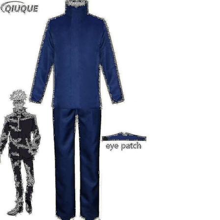 2023 - Anime Jujutsu Kaisen Gojo Satoru Cosplay Kostym Toppar Byxor Ögonlapp Halloween Fest Herr Uniform Peruker - Blå Paket 1 Blue Package 1 S