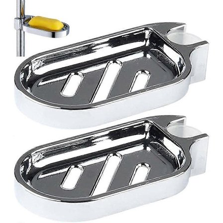 2 stk. Såpeskål til Dusj, Såpeholder til Dusjsåpe, 25mm, Sølv