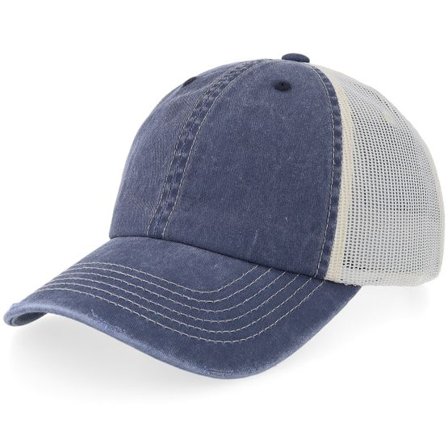 Equip - Blå trucker Keps - Distressed Navy/Stone Pigment Washed Dad Cap Trucker @ Hatstore