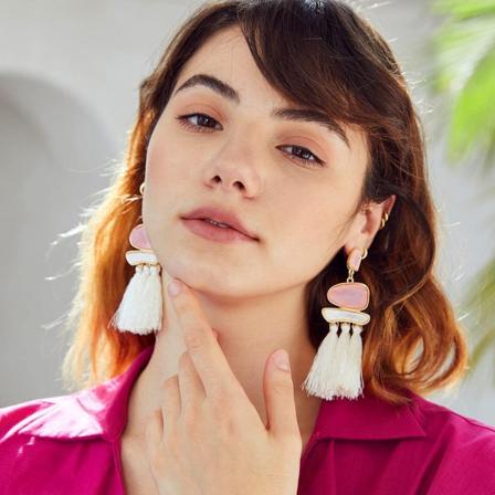 Puuvillahapsu retro hartsikorvakorut naisten etninen tyyli jalokivikorvakorut boho-korvakorut