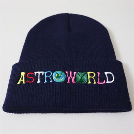 Män Kvinnor Stickad Mössa Mode Astroworld Mönster Broderi Bea
