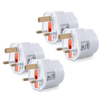 4-pakning UK Reiseadapter Plugg Type G for Storbritannia Singapore Malta Skottland Hong Kong Malaysia Hvit Ferie Strømomformer