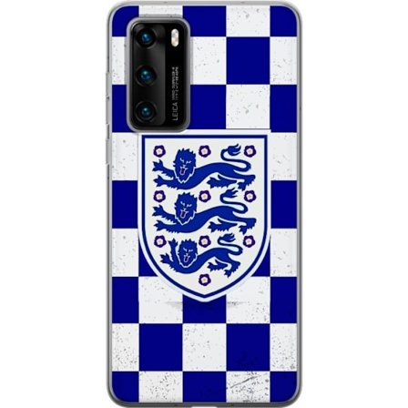 Kompatibel Mobilcover til Huawei Huawei P40 Grafisk skakternet mønster i blåt og hvidt med et klassisk heraldisk emblem, retro-inspireret sport- og