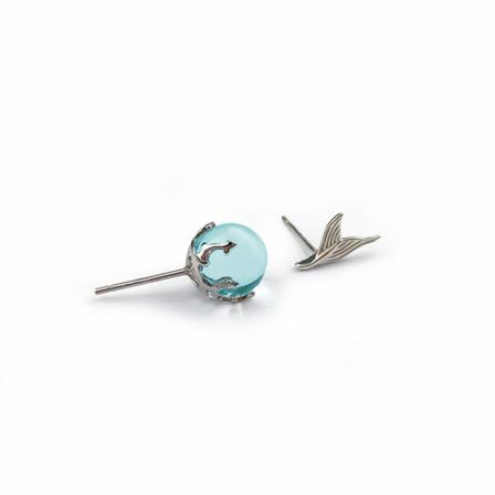 Mermaid Glas Ball Stud Örhängen Damörhängen 1 Par Flerfärgad