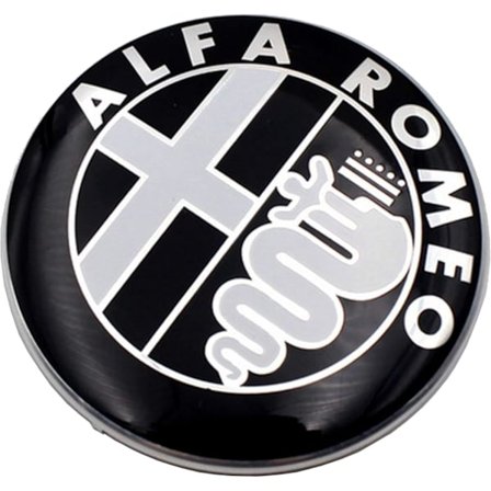 2x Alfa Romeo emblem ornament, svart, 60 mm logotyp, främre huv, bakre, guld 147 156 159 Brera Mito emblem, metall
