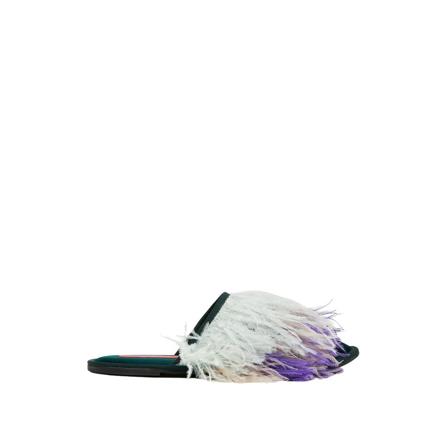 La DoubleJ Feather Slippers (With Feathers) , Groen , Dames , Maat: M