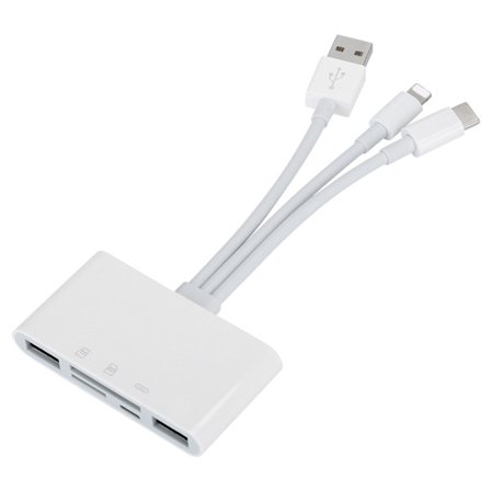 5-i-1 utvidbar adapter USB3.0 lite minnekort/minnekort kamera kortleser for iOS/Android