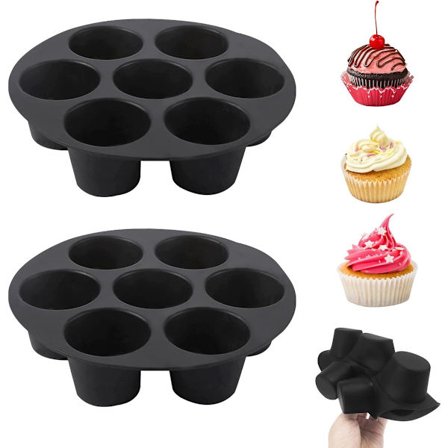 Airfryer Tilbehør, 2 stk., Airfryer silikonebakke med 7 rum, Varmebestandig, BPA-fri, Non-stick, Velegnet til kager, muffins