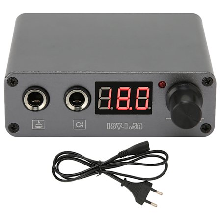 Tatuering Strömförsörjning Silvergrå USB Aluminiumlegering LED Digital Display Regulator Transformator 100?230V EU-kontakt