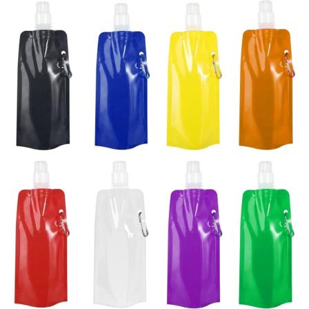 Sammenleggbare vannflaskesett 8 STK 480ml Gjenbrukbar plastvannpose Sammenleggbar vannflaskesett, bærbar myk vannflaske for fotturer