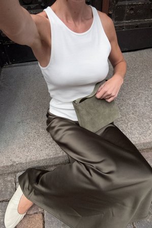 NA-KD Satin Midi Skirt - Satin nederdele - Grøn - EU 36