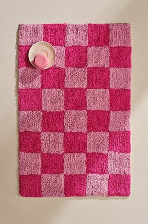 Jotex - Badrumsmatta 60x90 Cm Bomull Rosa/ljusrosa Rutigt MELA - Köp Badrumsmattor hos Jotex