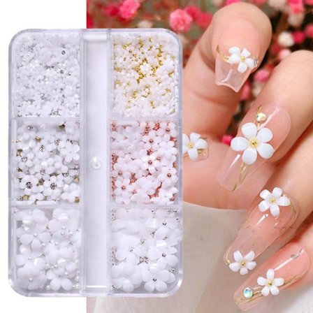 3D blomster Nail Art Charms White