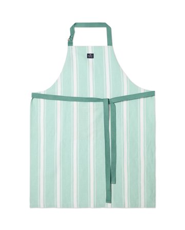 Lexington Stribet forklæde i hør/bomuld, grøn/hvid