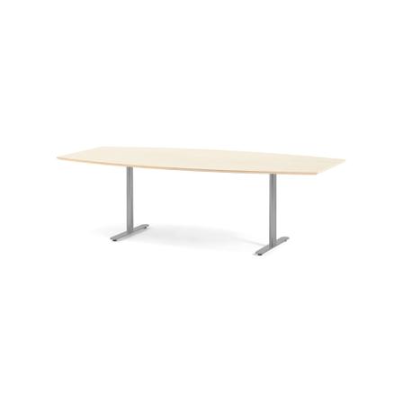 Konferenztisch SELMA, 2400 x 800/1200 x 720 mm, Birke/alugrau
