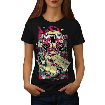 Musik Zombie Mic Mode Svart T-shirt för kvinnor | Wellcoda