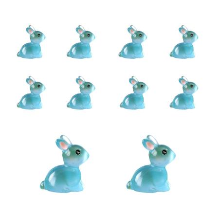 Naievear 10 st/ set Kaninfigur Kompakt Harts Påsk Lysande Kanin Skulptur Mikro Landskap Heminredning