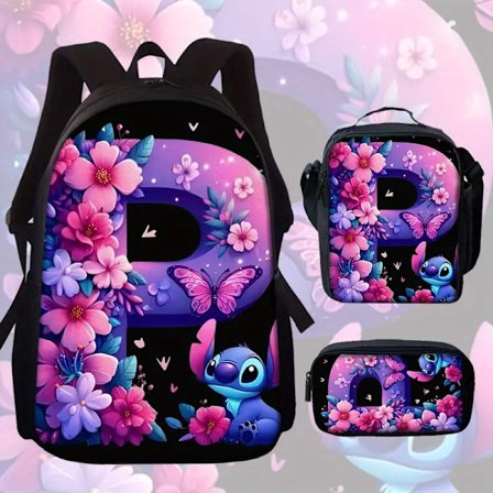 Stitch Skulderveske Student Belastningsreduserende Bærbar Anime Skolesekk-55