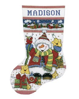 Broderikit Julstrumpa Snögubbe - Design Works Crafts