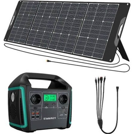 SWAREY 1000W/725.76Wh bærbart generatorkraftværk med foldbart solpanel 200W bærbart kraftværkssæt