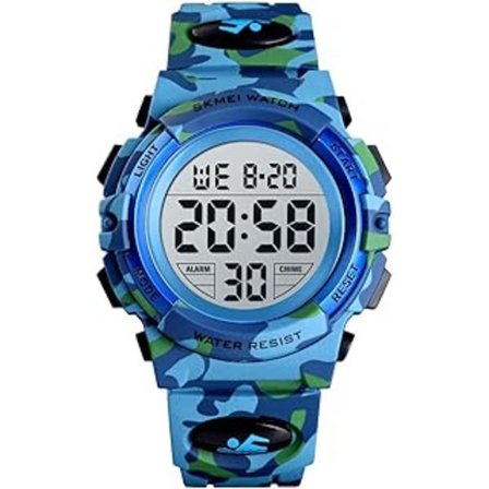 Klocka, pojkar sport digital vattentät LED-klockor med alarm armbandsklocka för pojkar flickor klocka D