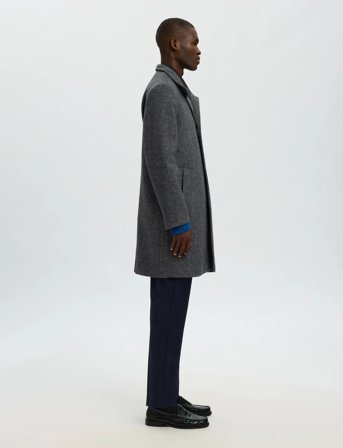 Selected Slmrainar Wool Blend Coat Noos - Grey - S