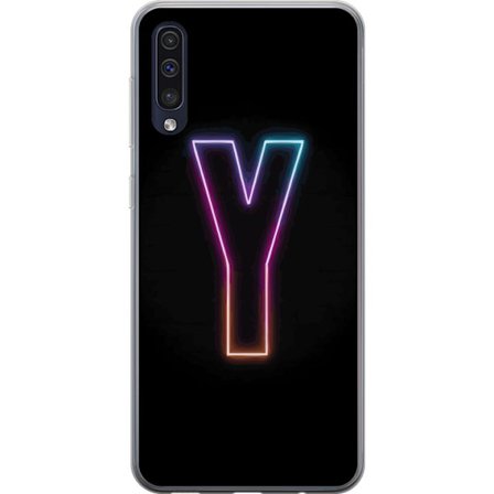 Kompatibelt Mobildeksel til Samsung Samsung Galaxy A50 Minimalistisk neonbokstav Y i fargeskiftende lys mot svart bakgrunn