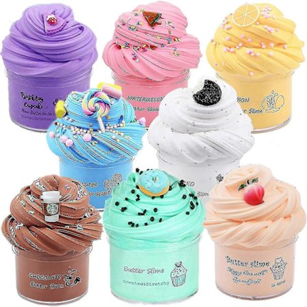 8-pack Smörslajm-kit, Stressreducerande leksaker för flickor och pojkar 70 ml