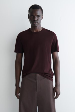 COS Men's Brushed-Cotton T-Shirt in Red