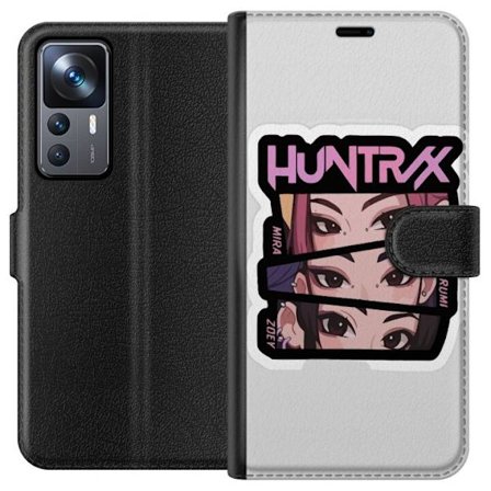 Yhteensopiva Lompakkokotelo Xiaomi 12T Pro K-pop-inspiroitunut futuristinen tyttöryhmä neonvaloissa ja kosminen sci-fi-kohtaus