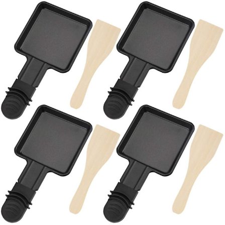 Pieces Tarraamaton P llyste Mini Raclette-Pannusetti 4 Puulastalla Varustettu Kannettava Uuni Pelti Juuston Sulattamiseen Paistettuihin Munaihin