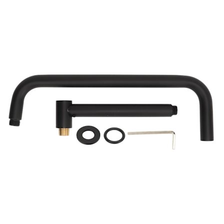 Sort Brusearmforlænger i Rustfrit Stål med S-formet Vægmonteret Drejelig Arm